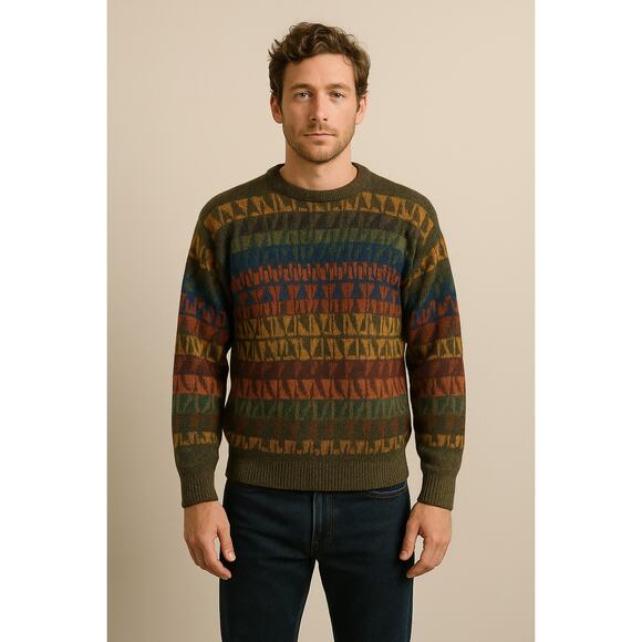 Millma 100% Alpaca Hand-Loomed Sweater – L – Geometric Knit from Bolivia - Picture 1 of 10